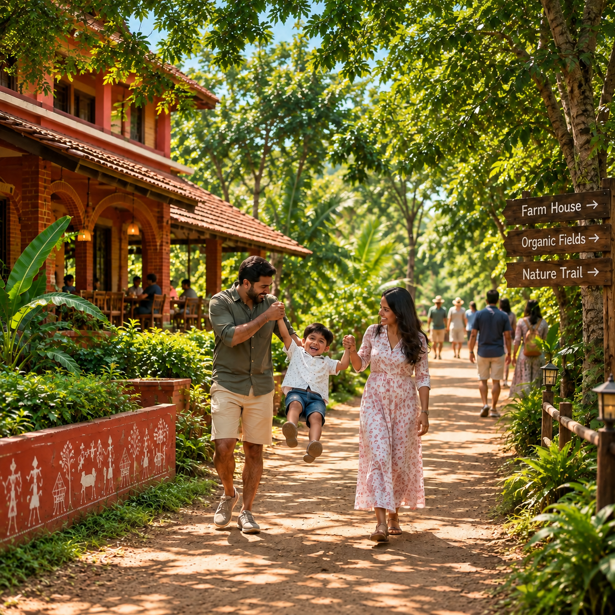 Family enjoying a visit to Krushi Bhoomi Farms